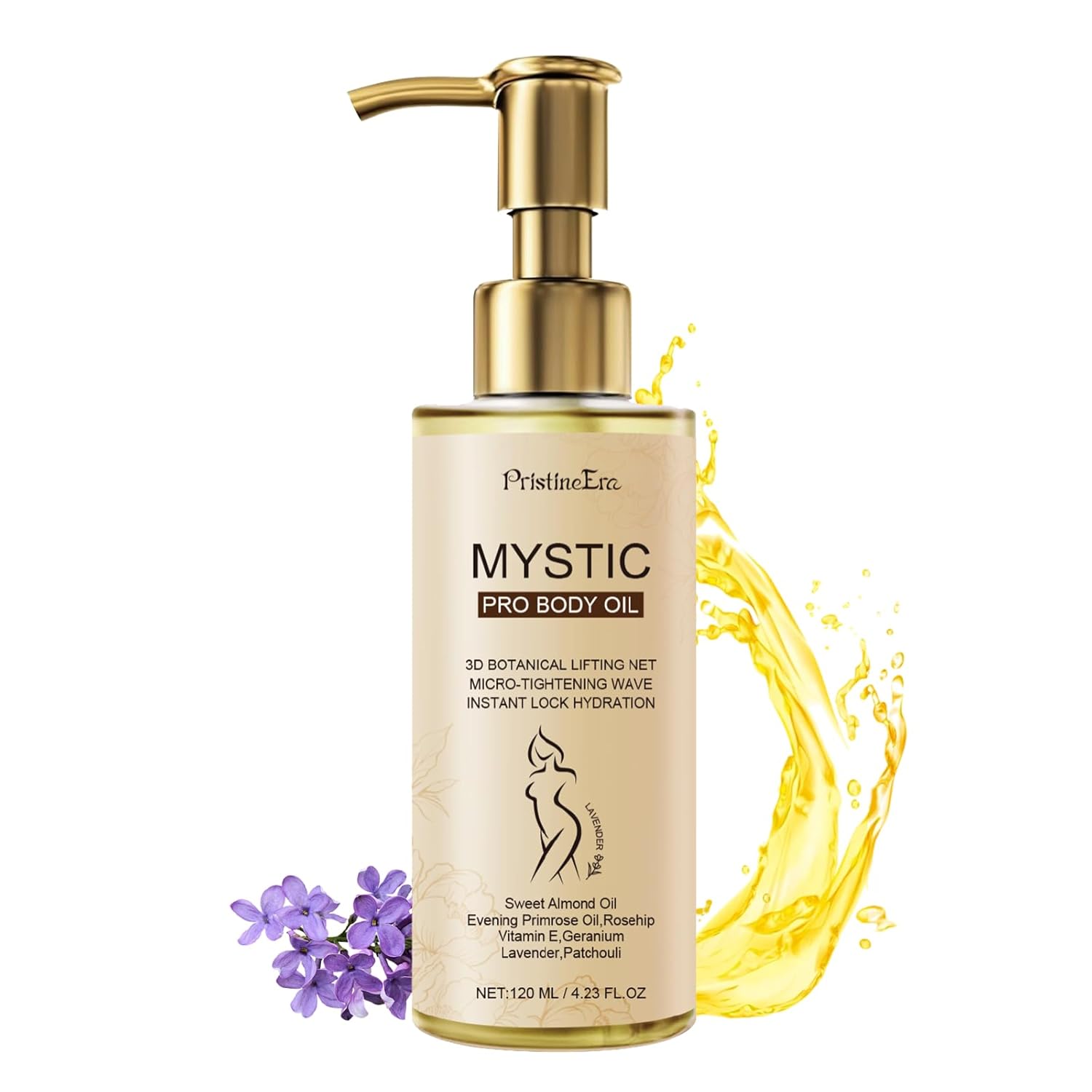Mystic Body Firming Oil Deep Lasting Hydration and Firming Skin for Full Body Skin Tightening Body Oil After Shower 4.23 fl oz (Lavender)