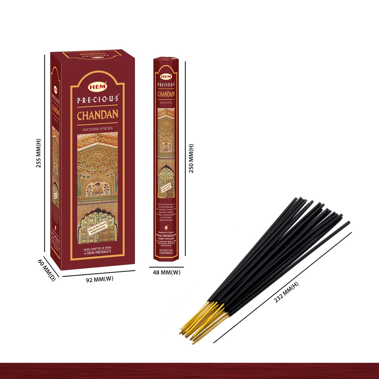 HEM Precious Chandan Incense Sticks | Pack of 6 Boxes (120 Sticks) | Classic Sandalwood Aroma for Meditation, Pooja & Relaxation | Handcrafted for Calm & Positivity (Chandan)