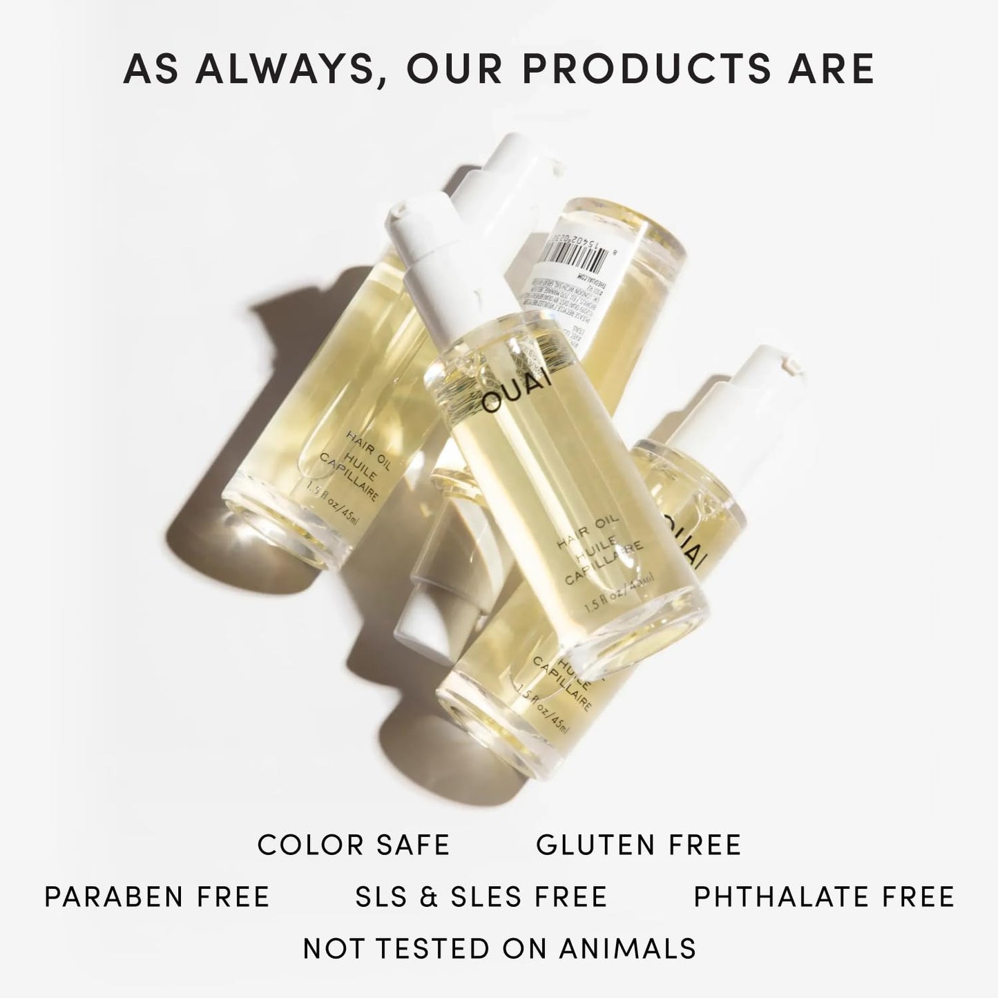 OUAI Hair Oil - Hair Heat Protectant Oil for Frizz Control - Adds Shine and Smooths Split Ends - Color Safe Formula - Paraben, Phthalate and Sulfate Free (1.5 fl oz)