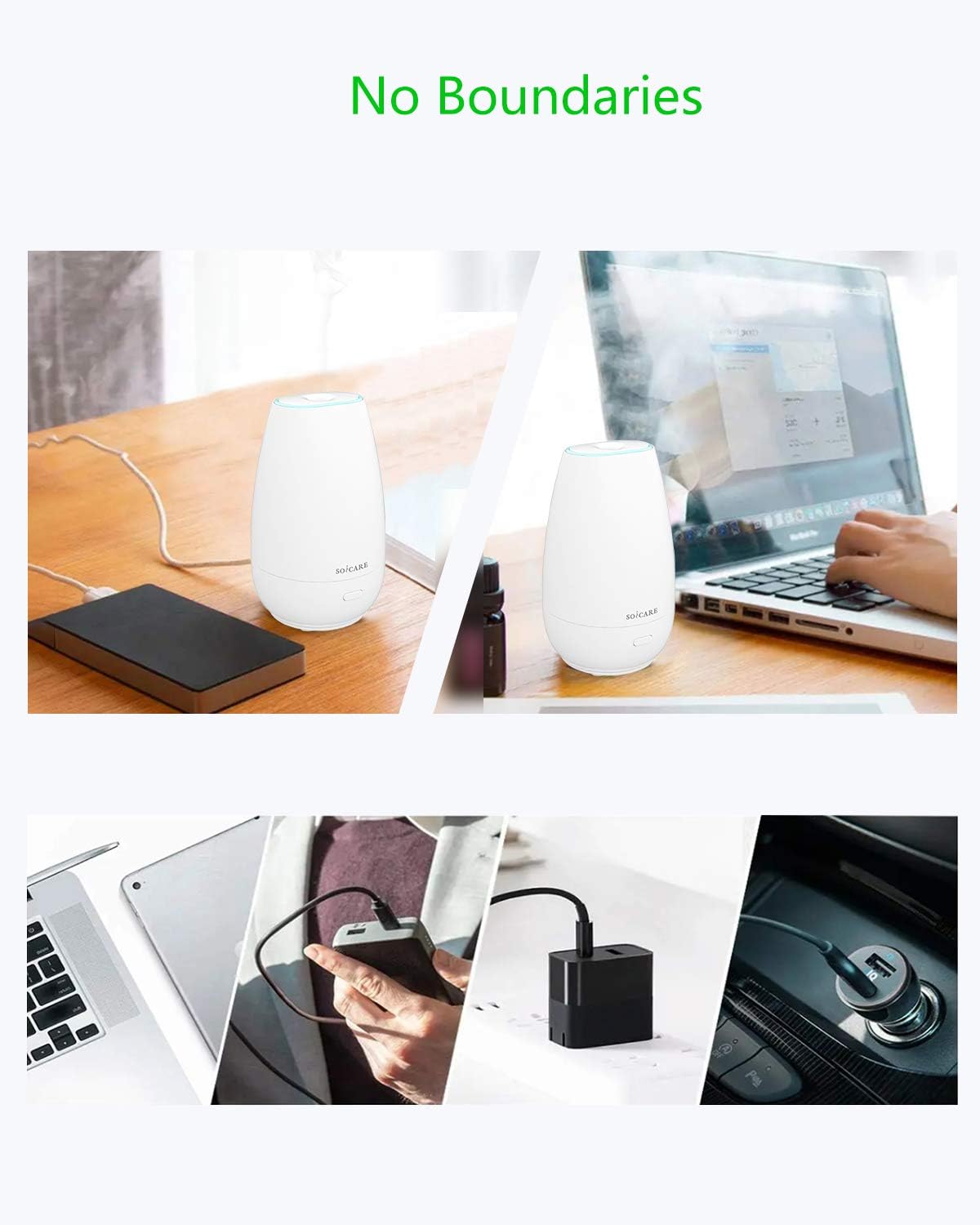 Diffuser,USB Plug-in Car Portable Aromatherapy Diffuser,Essential Oils for Diffusers with 7 Colors Lights 2 Switch Mode Waterless Auto Off for Car Home Office Room (White)