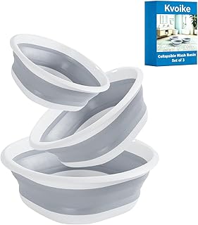 Multipurpose Foldable Collapsible Washbasin Lightweight Portable Basin, Collapsible Basin for Camping Sink and RV Sinks (Set of 3, S,M,L)