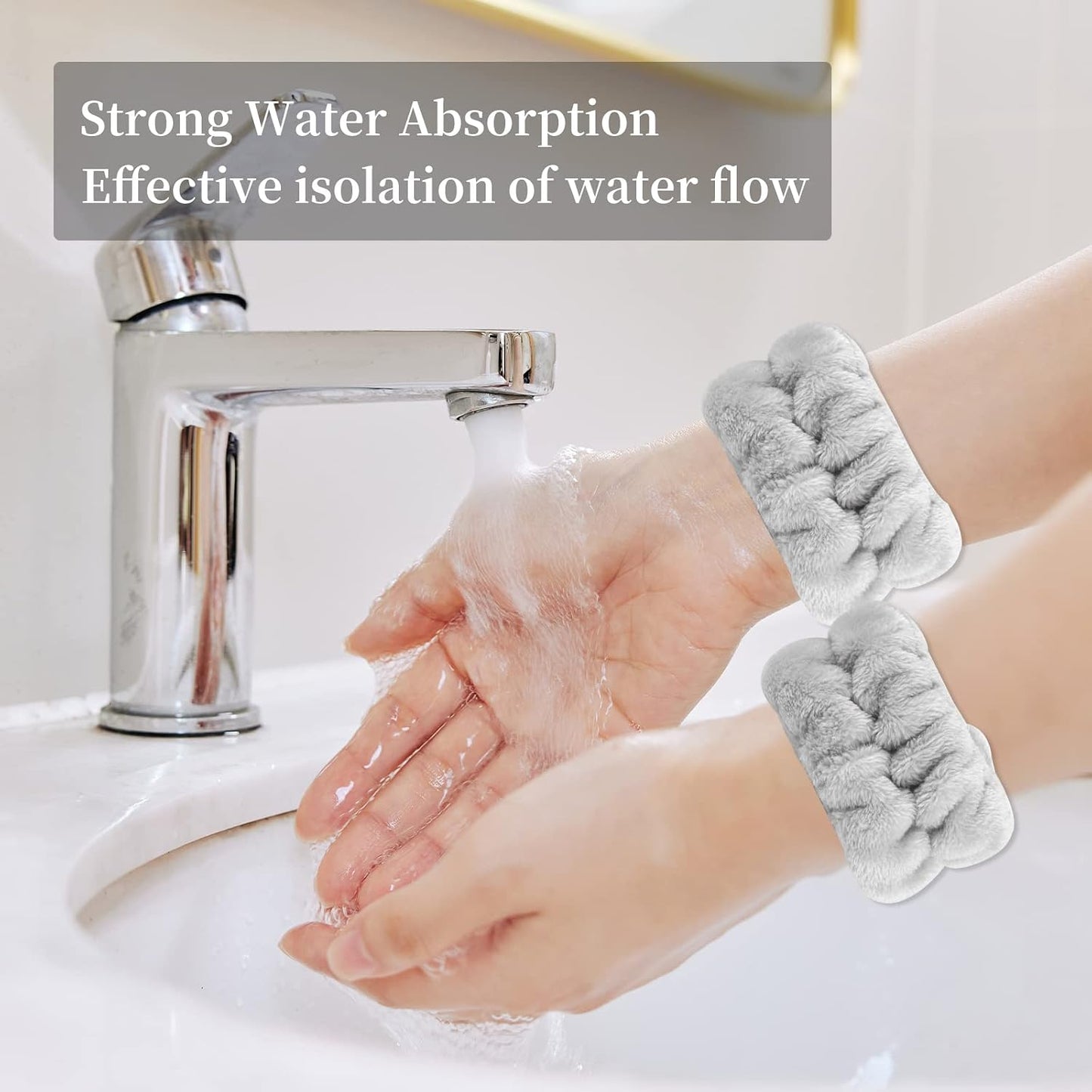 SLNZAPTY 12 PCS Face Wash Headband Wristband Sets for Women and Girls | Soft Microfiber Spa Hair Wraps, Makeup Skincare Bath Headbands, Wrist Bands for Washing Face, White, Pink, Gray, Black