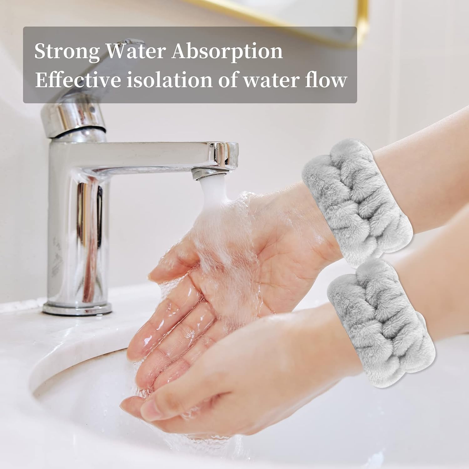 SLNZAPTY 12 PCS Face Wash Headband Wristband Sets for Women and Girls | Soft Microfiber Spa Hair Wraps, Makeup Skincare Bath Headbands, Wrist Bands for Washing Face, White, Pink, Gray, Black