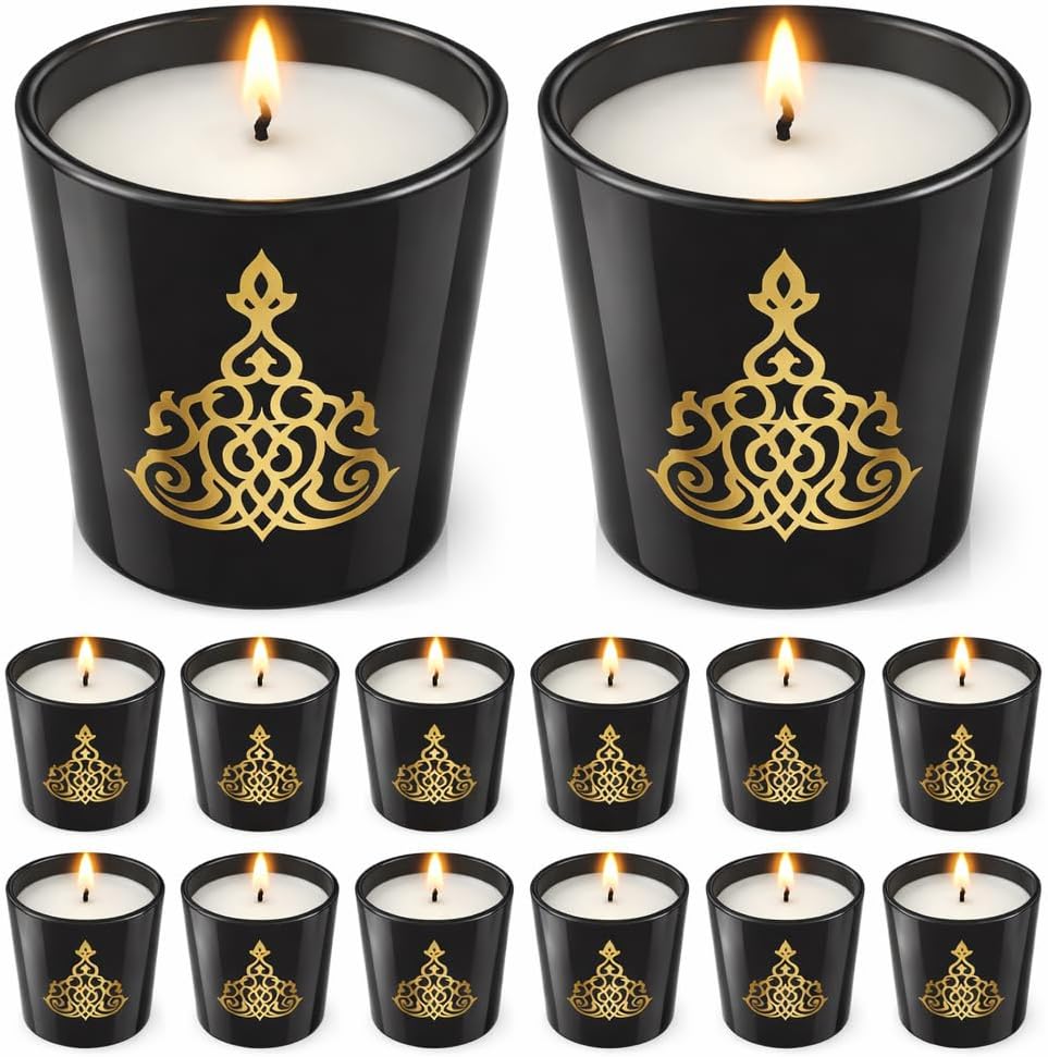 Cinrobiye 12 Pcs Ramadan Mubarak Scented Candles, Lavender Soy Wax Eid Al Fitr Candle Set for Islamic Table Centerpiece, Party Favor, Wedding, Mother’s Day, Home Decor, Ramadan & Eid Gifts