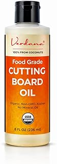 Verdana Food Grade Cutting Board Oil – Organic Coconut-Derived, Food Safe Mineral Oil Alternative for Butcher Block, Bamboo & Wooden Utensils – Kosher, Non-GMO, 8 fl oz