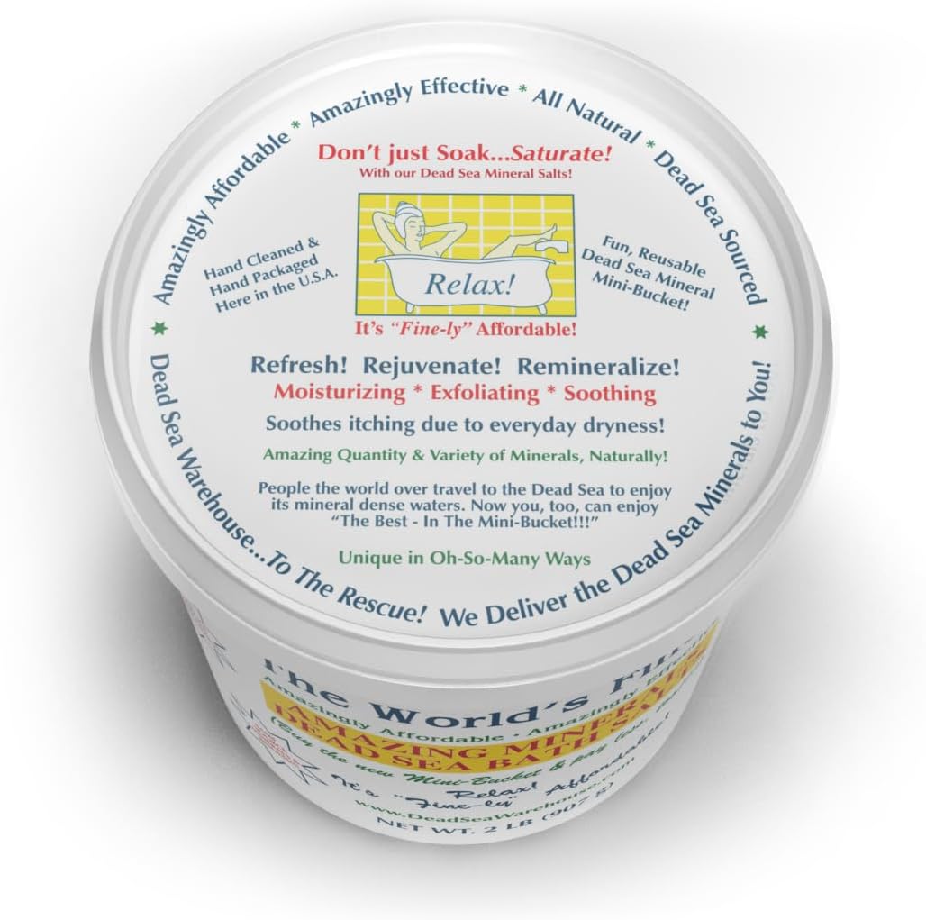 Dead Sea Warehouse – 100% Dead Sea Mineral Bath Salts – Great for Soothing Muscles Aches, Relaxation, Alleviate Skin Issues - Unscented - 2lbs (Pack of 1)