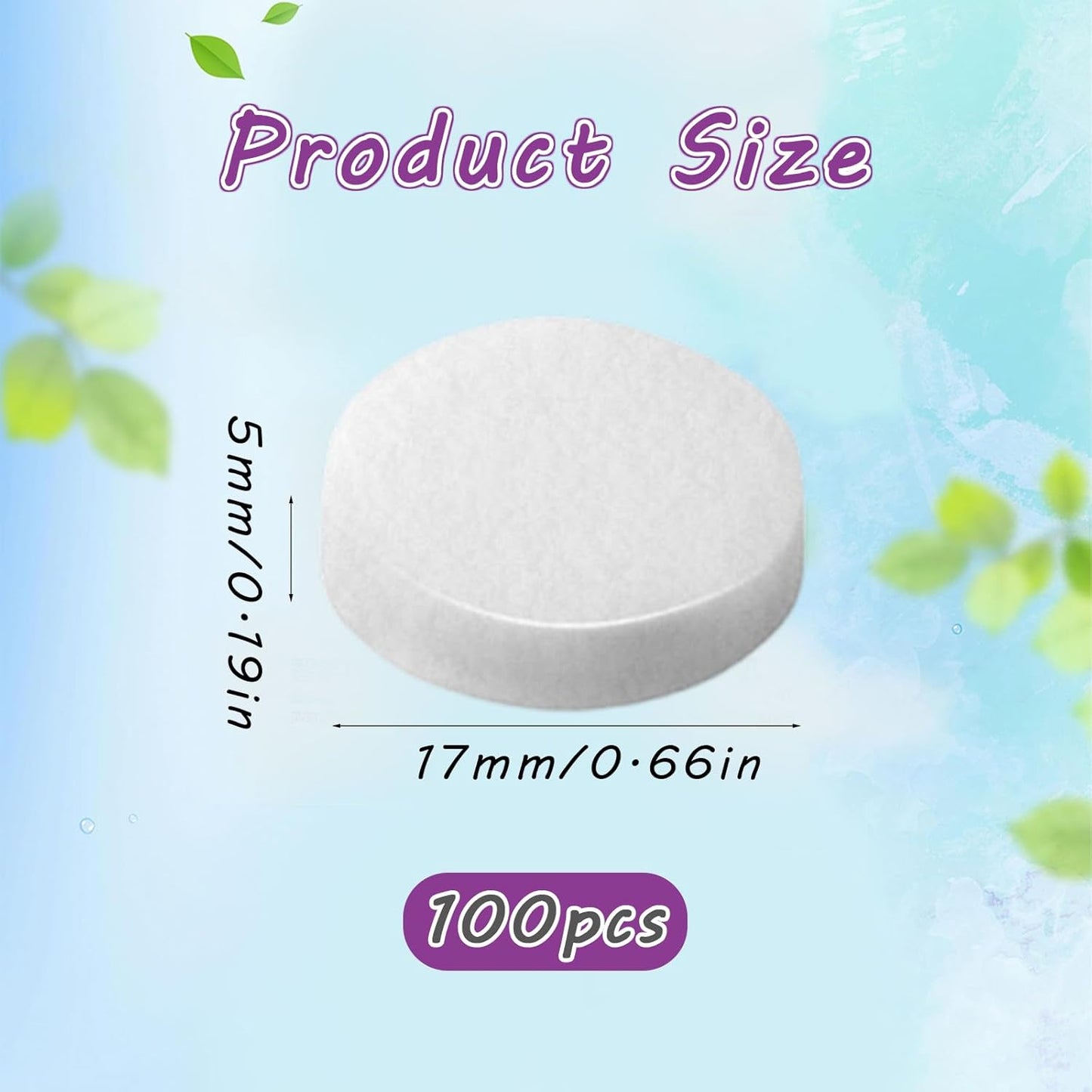 100 PCS Car Air Freshener Refill Felt Pads - 17 mm Unscented Essential Oil Perfume Refill Pads, Air Freshener Replacement Pad, Universal Essential Oil Diffuser Pad for Vent Clips, Home, Car Use