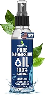 Pure Magnesium Oil Spray 4oz - Topical Magnesium Spray for Sleep & Feet - Extra Strength - USP Grade - 100% Natural and Organic Oil for Muscle Pain & Cramps - Less Sting - Less Itch - Made in USA
