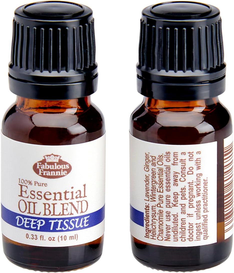 Fabulous Frannie Deep Tissue Essential Oil Blend 10ml Made with Wintergreen, Camphor, Lavender, Ginger, Chamomile & Helichrysum Pure Essential Oils.