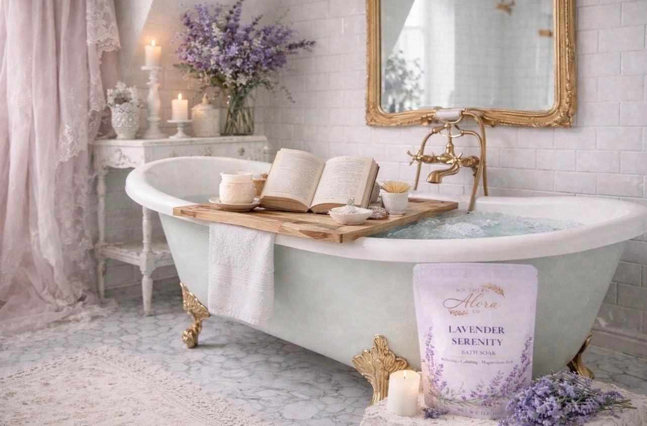 Southern Alora Lavender Bath Salts – Epsom Salt & Magnesium Bath Soak for Women Relaxing, Aromatherapy Mineral Spa Soak for Stress Relief, Muscle Recovery & Self Care