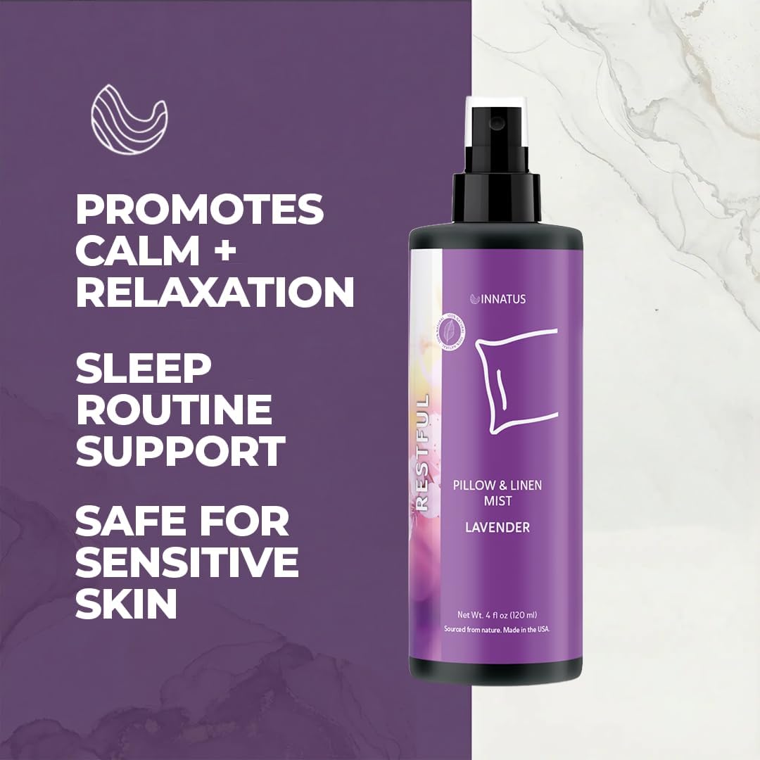 All-Natural Pillow & Linen Spray – 4oz Aromatherapy Mist for Relaxation & Better Sleep – Chemical-Free, Water-Based Bedding & Room Spray