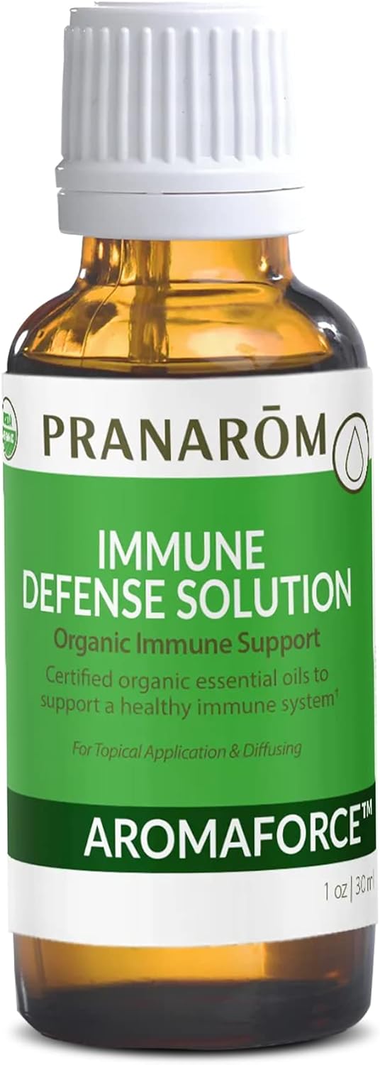 Pranarom - Aromaforce Immune Defense Solution - Eucalyptus, Rosemary, Peppermint, Corriander, and Clove Bud - 100% Pure Essential Oil Blend | USDA and ECOCERT Certified Organic (30ml)