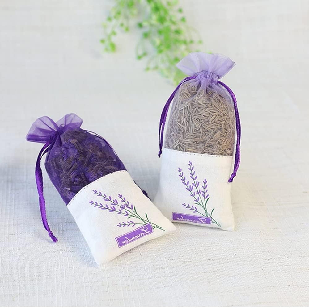 Sachet Empty Bags Mesh Lavender Sachets Linen Organza Gauze favor Bags Sacks for Lavender, Spice and Herbs (12 Purple Drawstring Bags)
