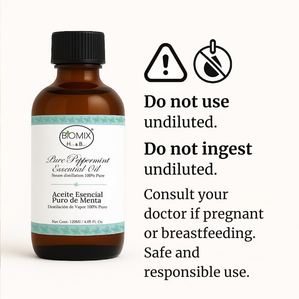 100% Pure Peppermint Essential Oil Food Grade & Therapeutic– Steam Distilled – Aromatherapy, Massage, Scalp & Skin Care – Vegan, Non-GMO, Amber Bottle, 2400 Drops - 120 ML