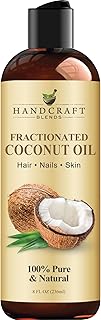 Handcraft Blends Fractionated Coconut Oil - 8 Fl Oz - 100% Pure and Natural - Premium Grade Carrier Oil for Skin and Hair - Hair and Body - Massage