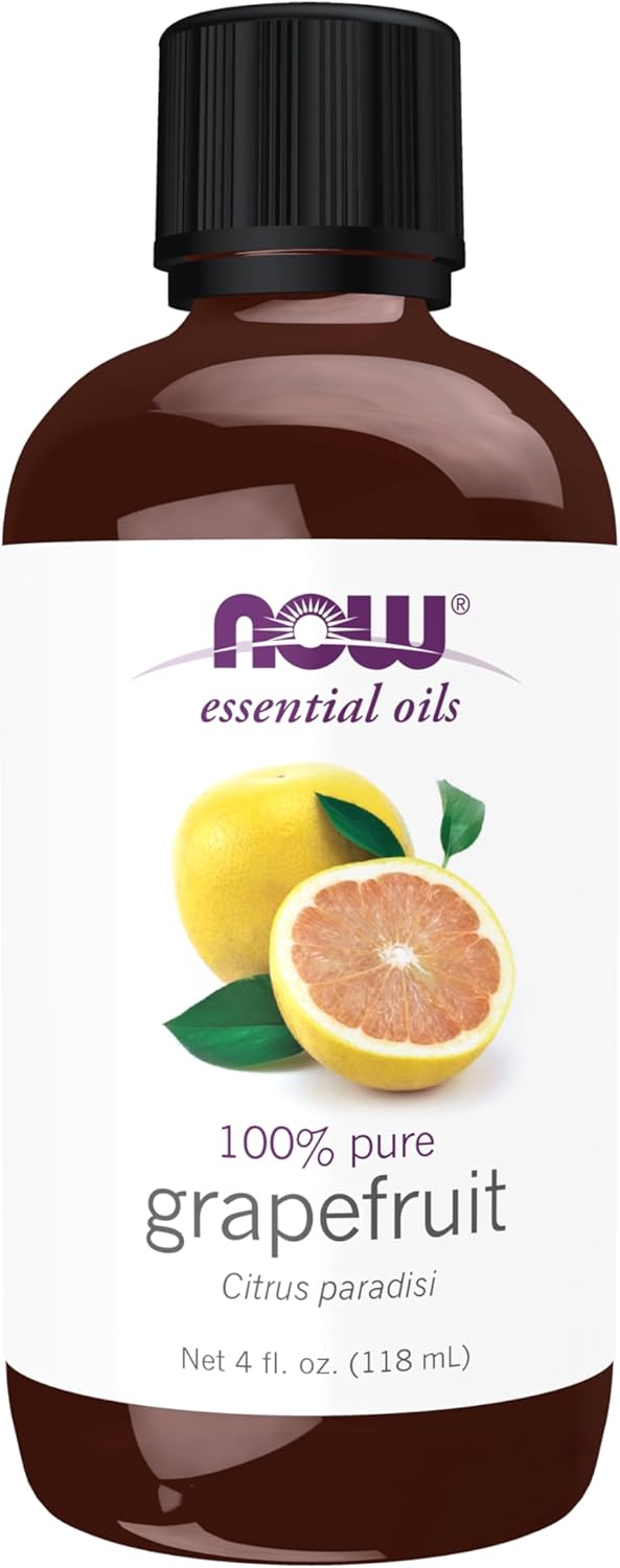 NOW Essential Oils, Grapefruit Oil, Sweet Citrus Aromatherapy Scent, Cold Pressed, 100% Pure, Vegan, Child Resistant Cap, 4-Ounce