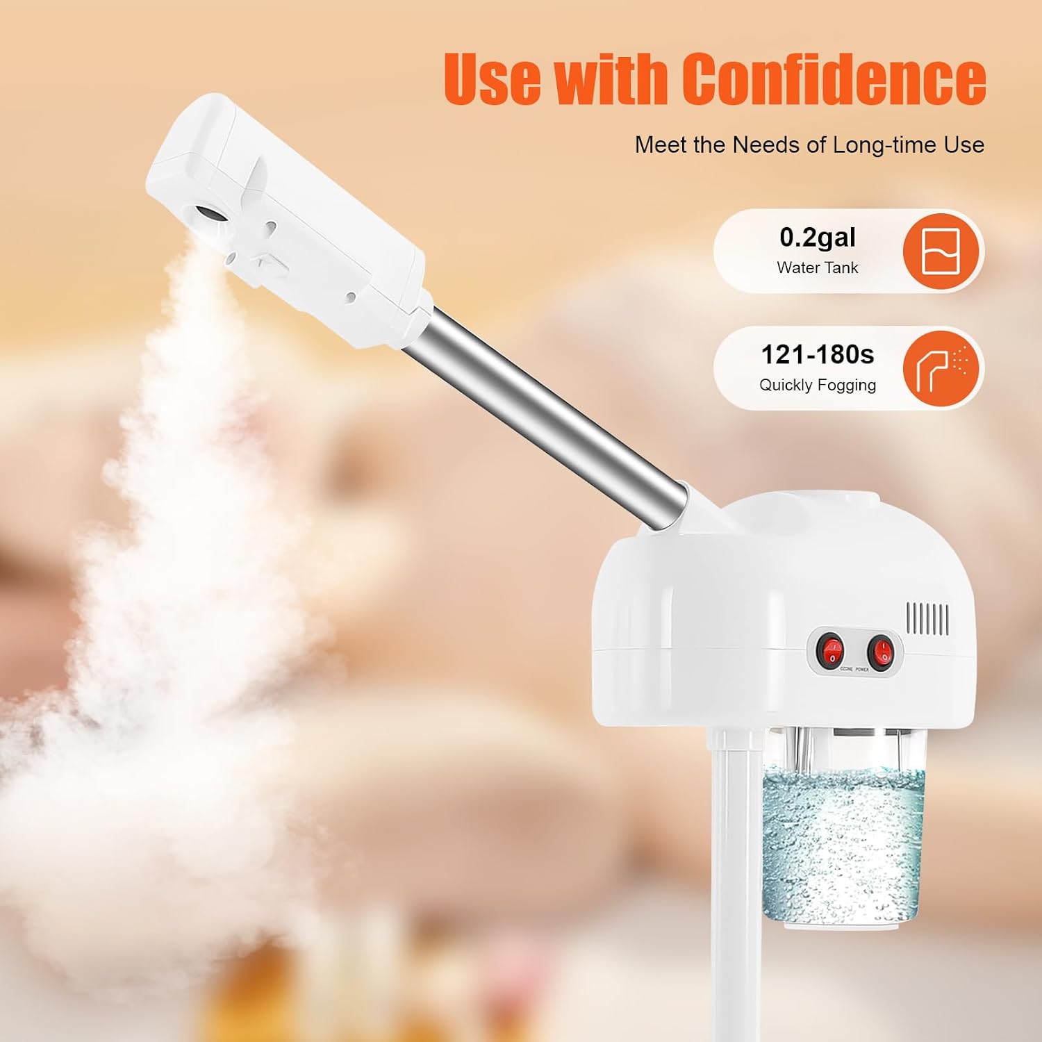 Facial Steamers, Hot Ozone Face Steamer on Wheels for Facial, Professional Skin Care Equipment, Esthetician Steamer for Salon Beauty and Spa, Mist Face Steamer for Skin Care
