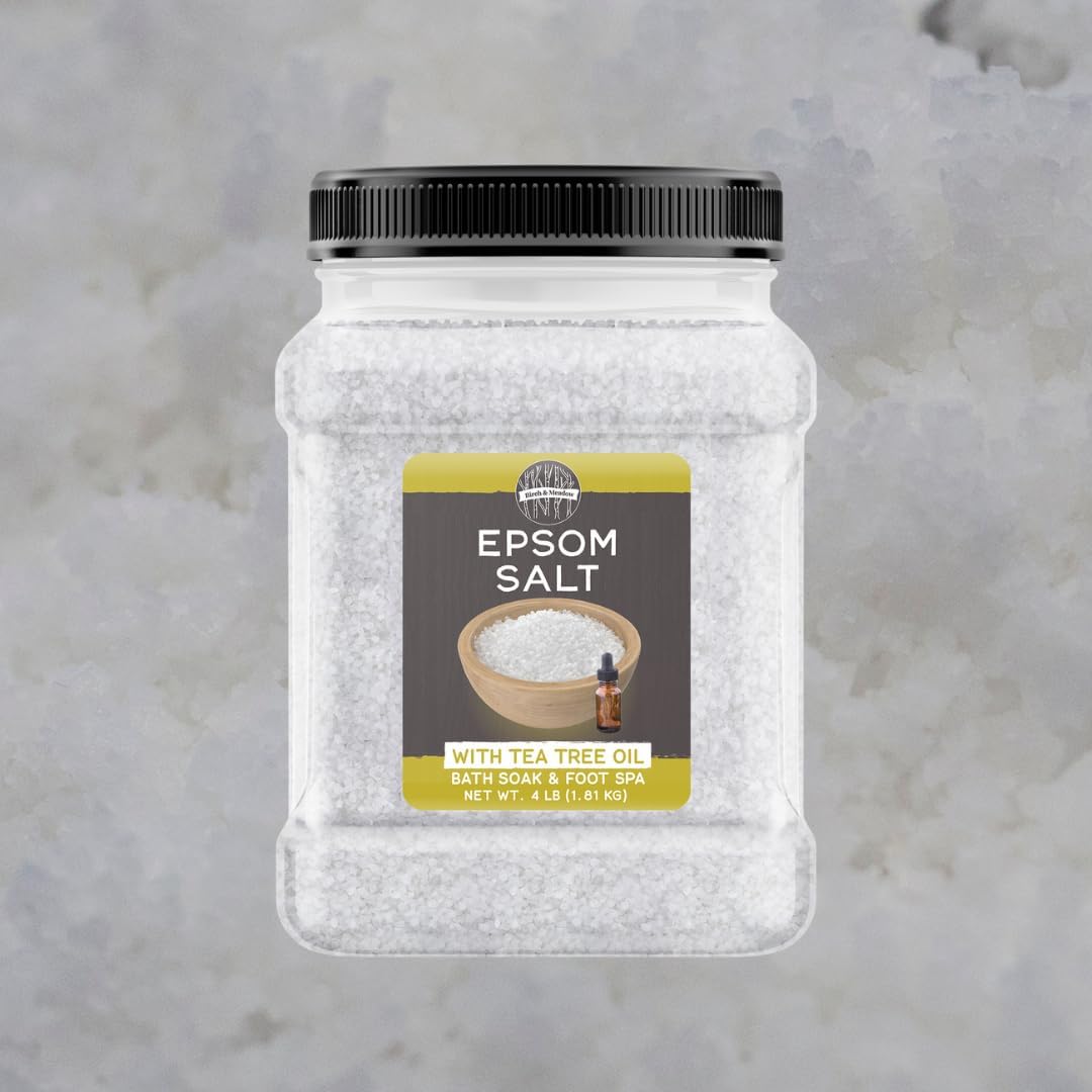 Birch & Meadow Epsom Salt with Tea Tree Oil, 4 lb, Magnesium Sulfate, Bath Soak, Calming & Cleansing