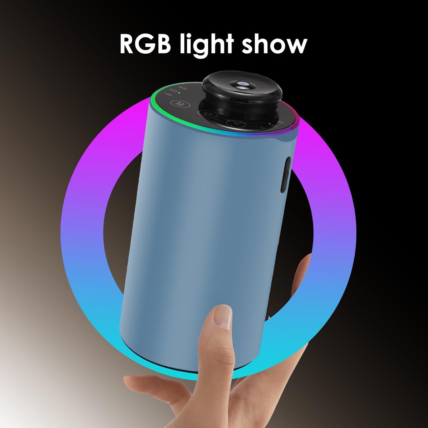 Waterless Essential Oil Diffuser with 8 Color LED Night Light, 3 Mist Levels & Timers, Portable Rechargeable Aromatherapy Diffuser for Home Car Room Studio Office, Metal (Blue)