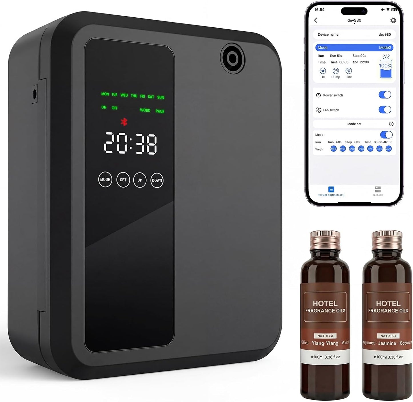 Waterless Essential Oil Diffuser for Large Room, 500ml Hotel Scent Diffuser, Cold Air Scent Machine, Covers Up to 3500 Sq Ft, Smart App Control, Wall Mounted, Fragrance Diffuser for Office Spa Home