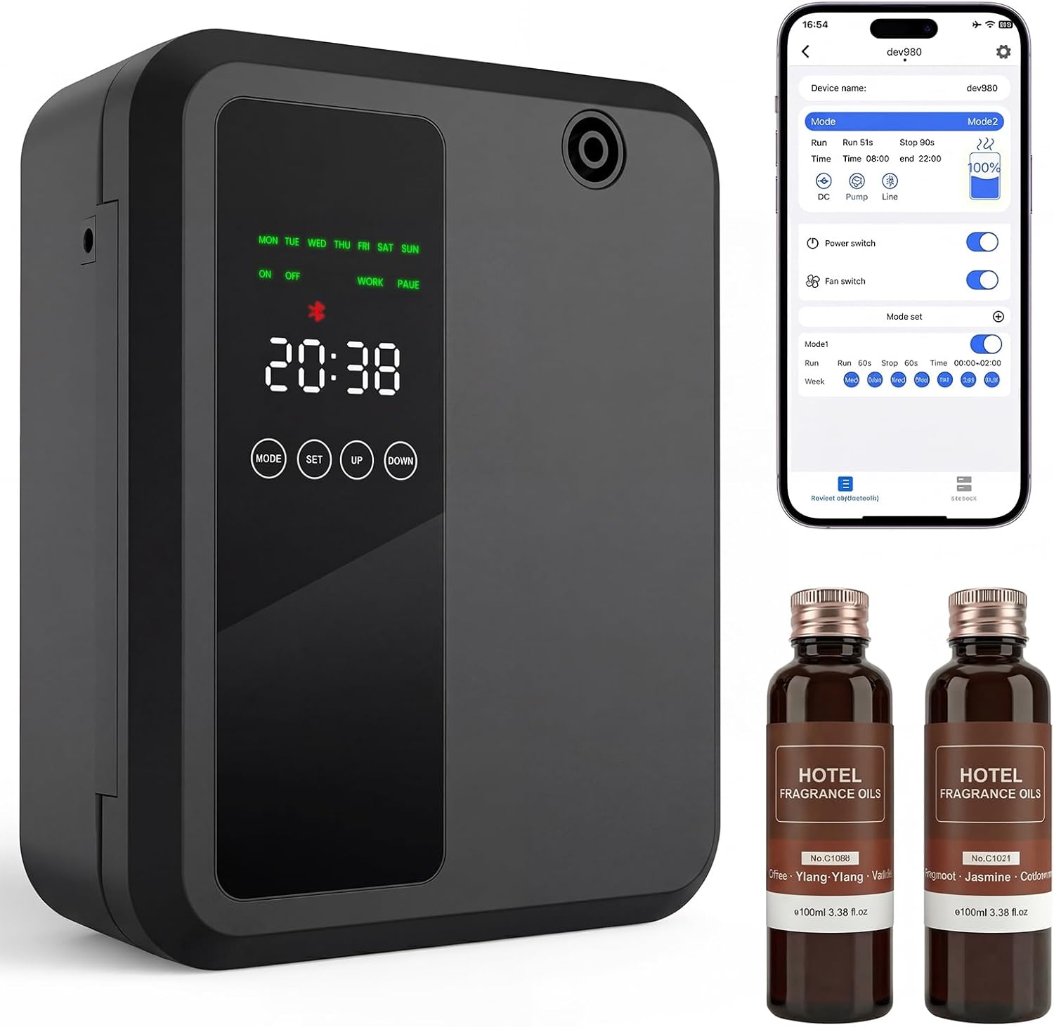Waterless Essential Oil Diffuser for Large Room, 500ml Hotel Scent Diffuser, Cold Air Scent Machine, Covers Up to 3500 Sq Ft, Smart App Control, Wall Mounted, Fragrance Diffuser for Office Spa Home