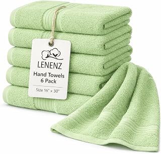 Premium Hand Towels - 6 Pack Absorbent Cotton Hand Towels for Bathroom, Kitchen, Gym, Spa - Soft, Quick-Dry, and Durable Hand Towels Set 16x30'' (Dark Green)