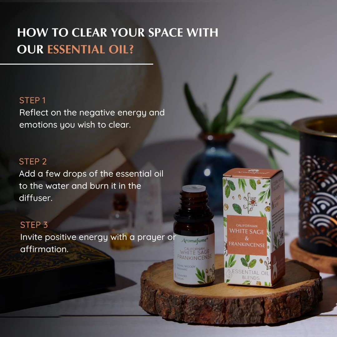 White Sage and Frankincense Essential Oil Diffuser Blend, Aromafume