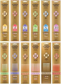 Gonesh - Incense Sticks Variety Pack - Non-Toxic 10” Slow Burn Aromatic Sticks - Classic Collection & Extra Rich Collection - 12 Packs of 20