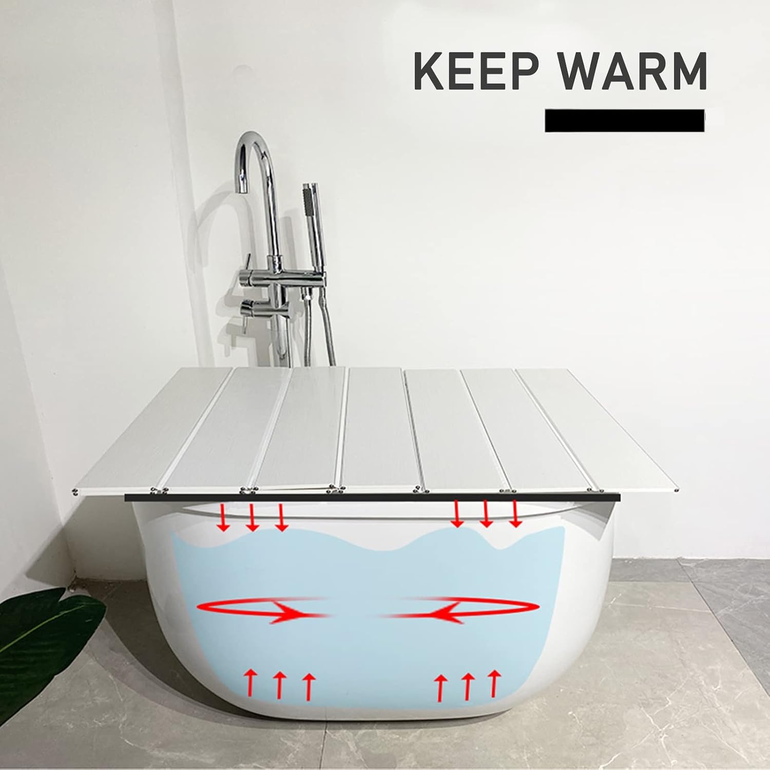 Folding Bathtub Cover Bathtub Caddy Tray, Scalable PVC Dust-Proof Board Insulation Cover, Waterproof Shutter Bath Lid(80x135x0.6cm)