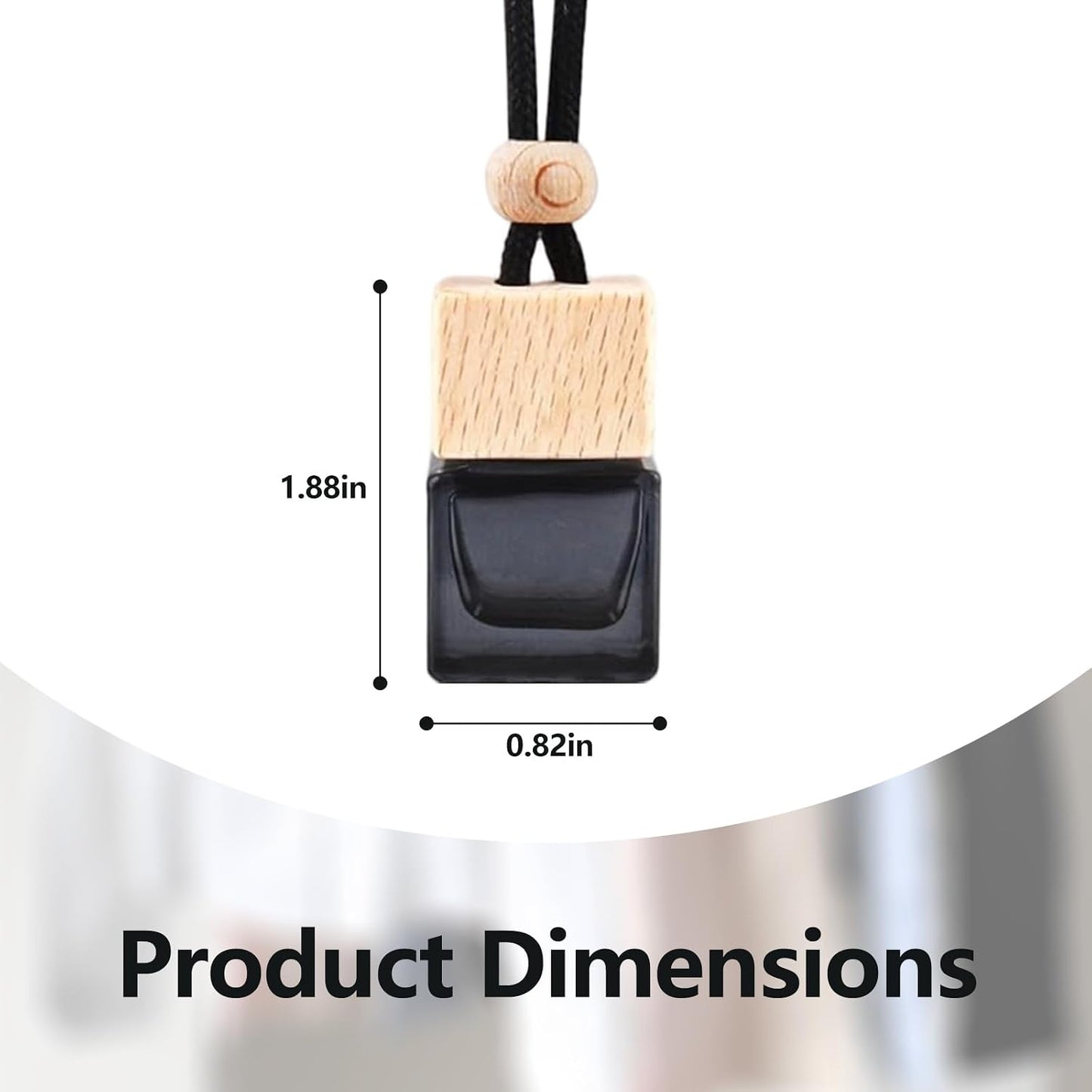 4 Pcs Hanging Car Air Freshener Bottles, Empty Black Glass Diffuser with Essential Oil - Refillable Aromatherapy Pendant for Auto, Home, Office Decor (Square, Cube Shape)