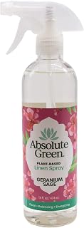 Absolute Green Linen and Fabric Spray, Fabric Freshener, Sheets, Towels, Sofa, Pet Safe, Geranium Sage Scent, 16 oz