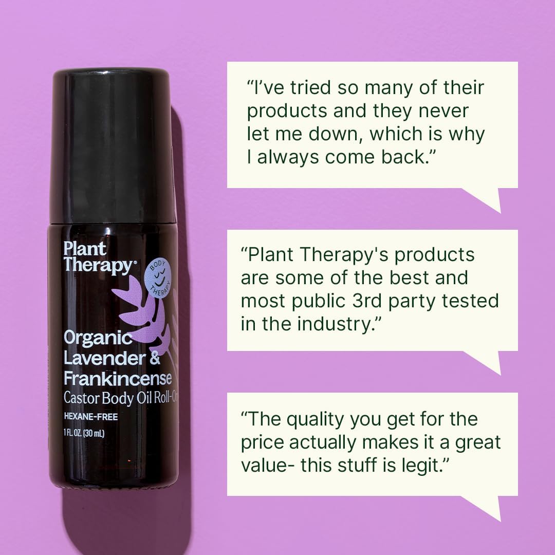Plant Therapy Organic Lavender & Frankincense Castor Body Oil Roll On 30 mL