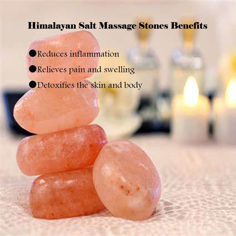 6Pc Hot Massage Stones Set Himalayan Salt Heated Warmer Stone for Spa Massage