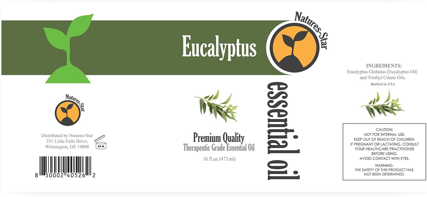 Natures-Star 16oz Eucalyptus Essential Oil, Therapeutic Grade, Candle Making, Candle Scents, Soap Making, Aromatherapy Oil - Eucalyptus Scent