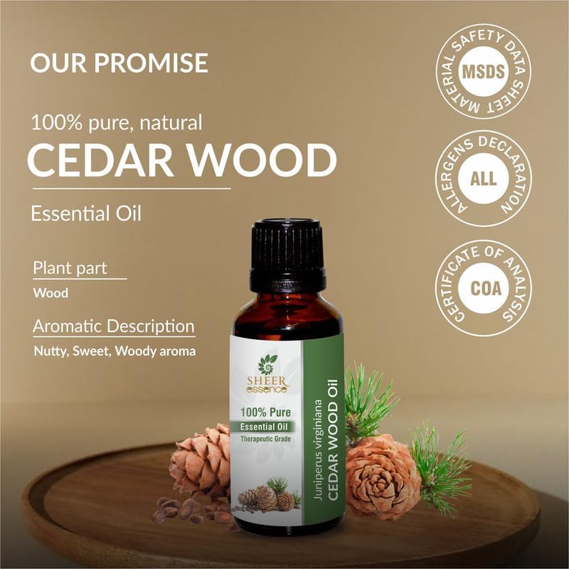 Cedar Wood Oil -(Juniperus Virginiana)- Essential Oil 100% Pure Natural Undiluted Uncut Therapeutic Grade Oil 1.69 Fl.OZ