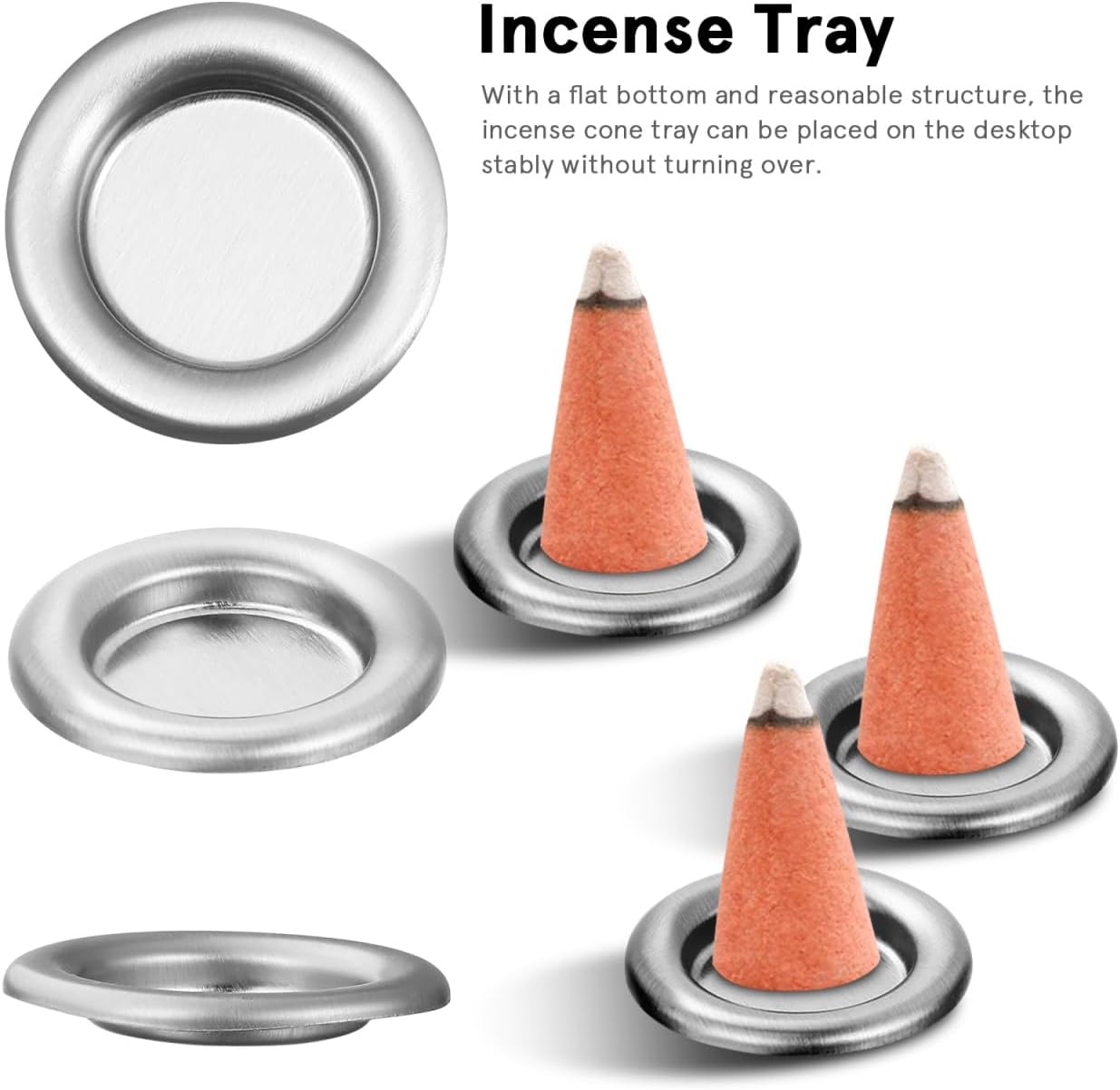 50pcs Tower Incense Tray Incense Holder Incense Cone Tray Decor Decorative Incense Burner Incense Cones Holder Metal Incense Cone Tray Incense Burner Adornment Aluminum Alloy