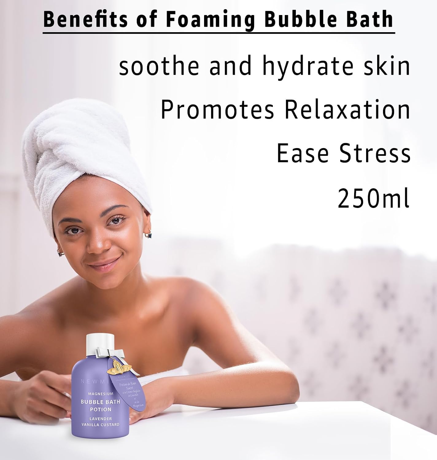 Magnesium Bubble Bath Lavender Vanilla Long Lasting Foaming Bath for Sore Muscles Epsom Salt Moisturizing Relaxing Stress Relief Spa Gift for Women