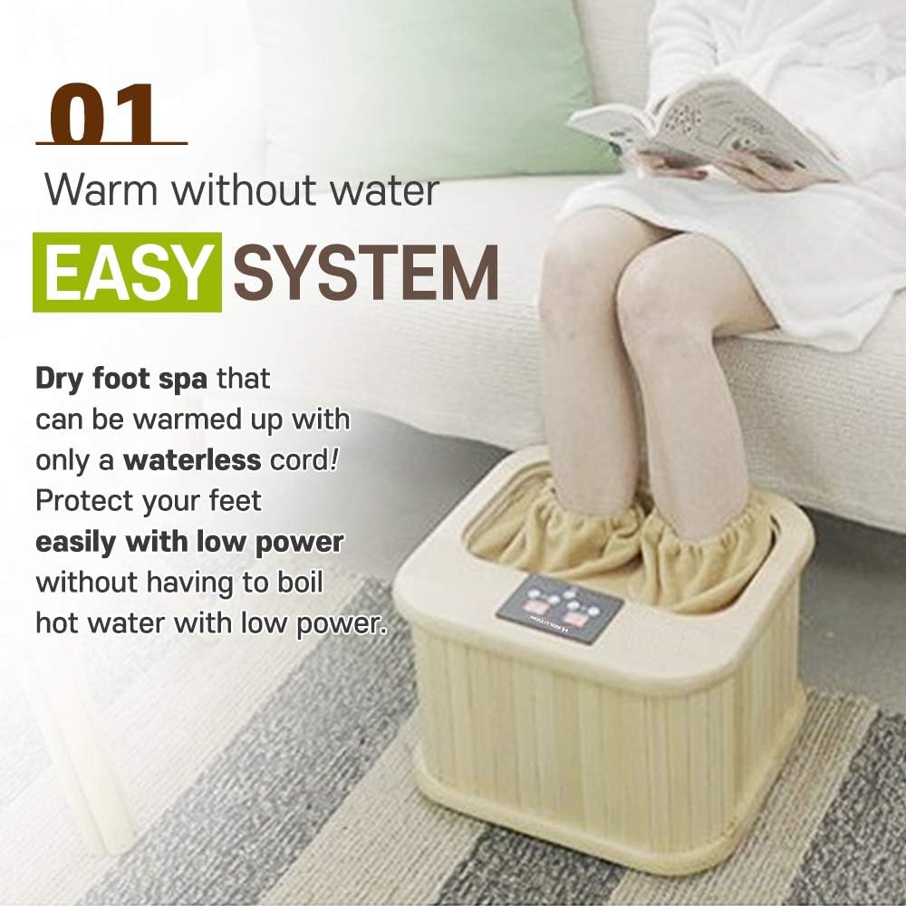 EZ Foot Spa with Easy Control Temperature and Time Ergonomic Design 16 Internal Bio-Ceramic Stones Made with Canadian Hemlock Wood Foot Sauna
