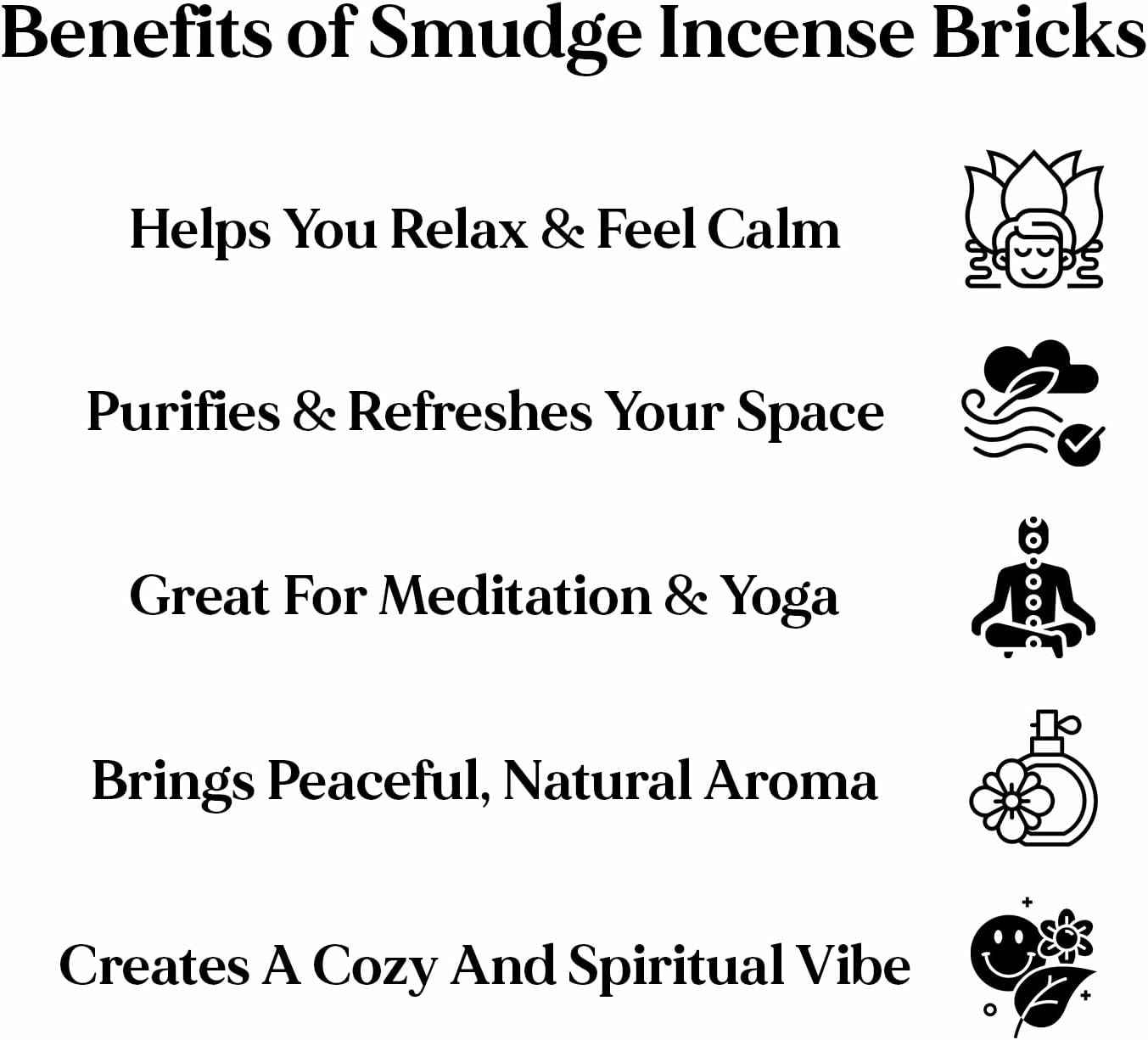 Smudge Incense Bricks Combo Pack of 90 (6 Packs x 15) | Assorted Scents of Palo Santo White sage, Patcholi Sandal Oudh, Amber & Rose | Ideal for Home Purification, Yoga, Meditation, and Aromatherapy
