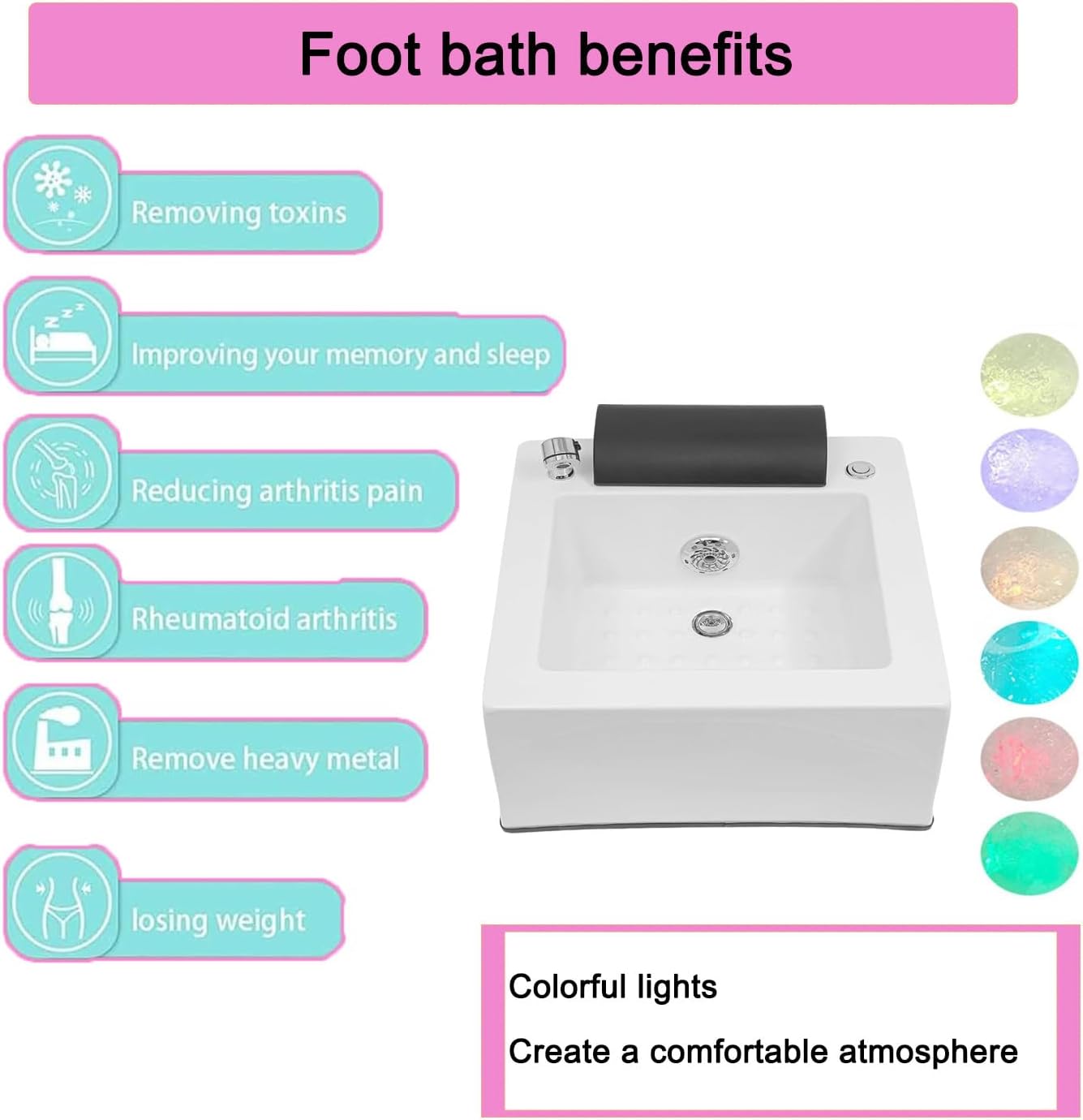 Acrylic Foot Bath,Foot Spa Bath Basin,Foot Massager Bath,Bubble Bath Spa,Can Automatically Drain and Adjust Hot and Cold Water,Traditional Medicine Therapy Assistance,B