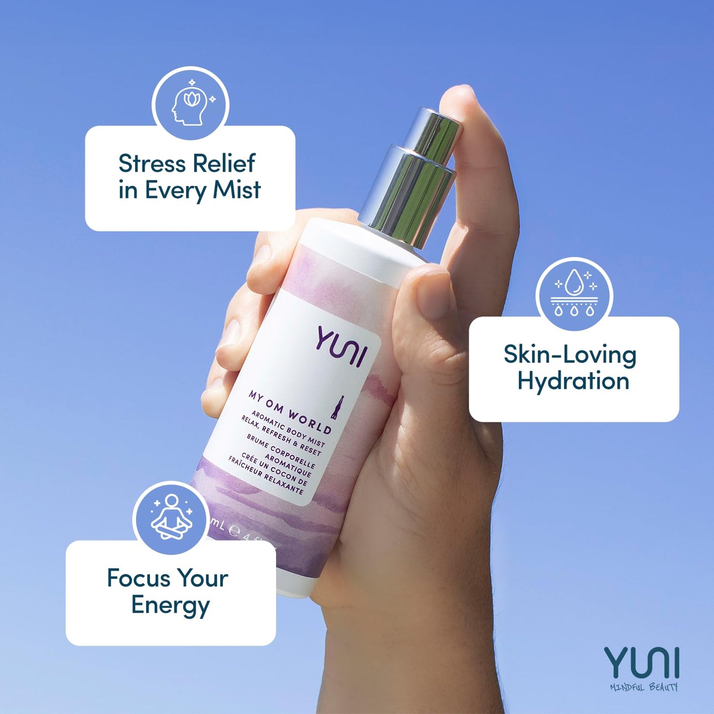 YUNI Aromatherapy Body Mist | Essential Oil Spray for Stress Relief | Essential Mist Spray | Bergamot & Neroli | Body Spray