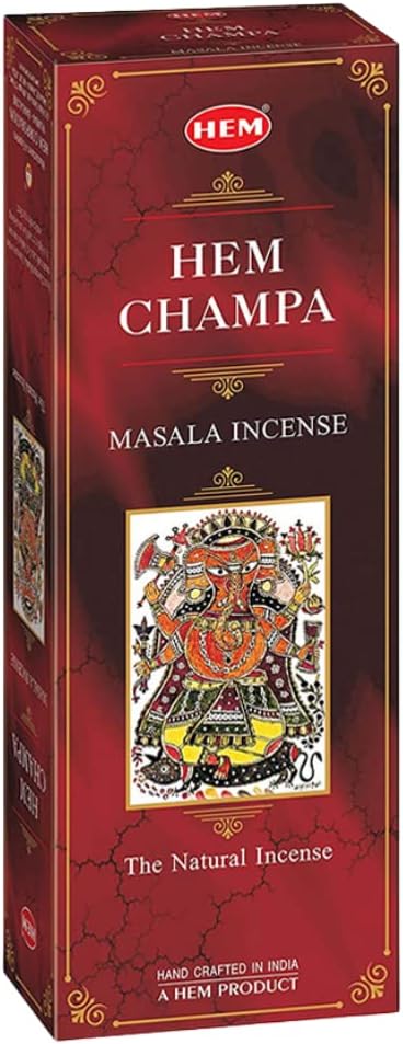 HEM Champa Masala Incense Sticks Pack Of 120 Count | 100% Natural Resin, Pure House & Flower Powder | Aromatherapy Incense For Air Purifier, Meditation & Spiritual Environment | Gift Set - (301 gm each)