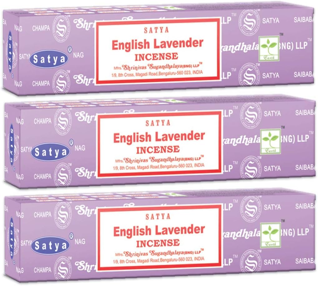 3 Packs Original Satya Sai Baba Nag Champa Incense Sticks Joss Insence - Insense 15g Box NagChampa Agarbatti (English Lavender)