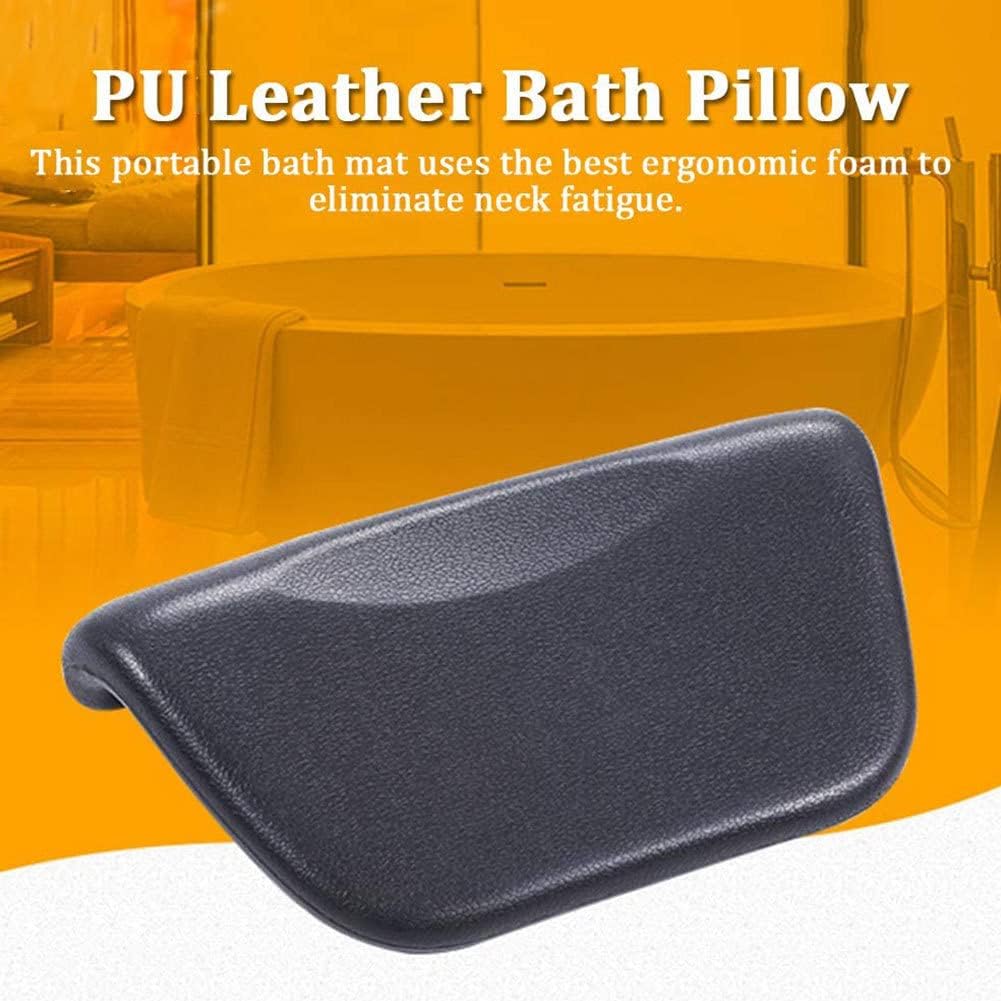 1PC Bath Pillow PU Leather Bath Spa Cushion Bathtub Ergonomic Head Neck Rest Support for Home Hot Tub Black
