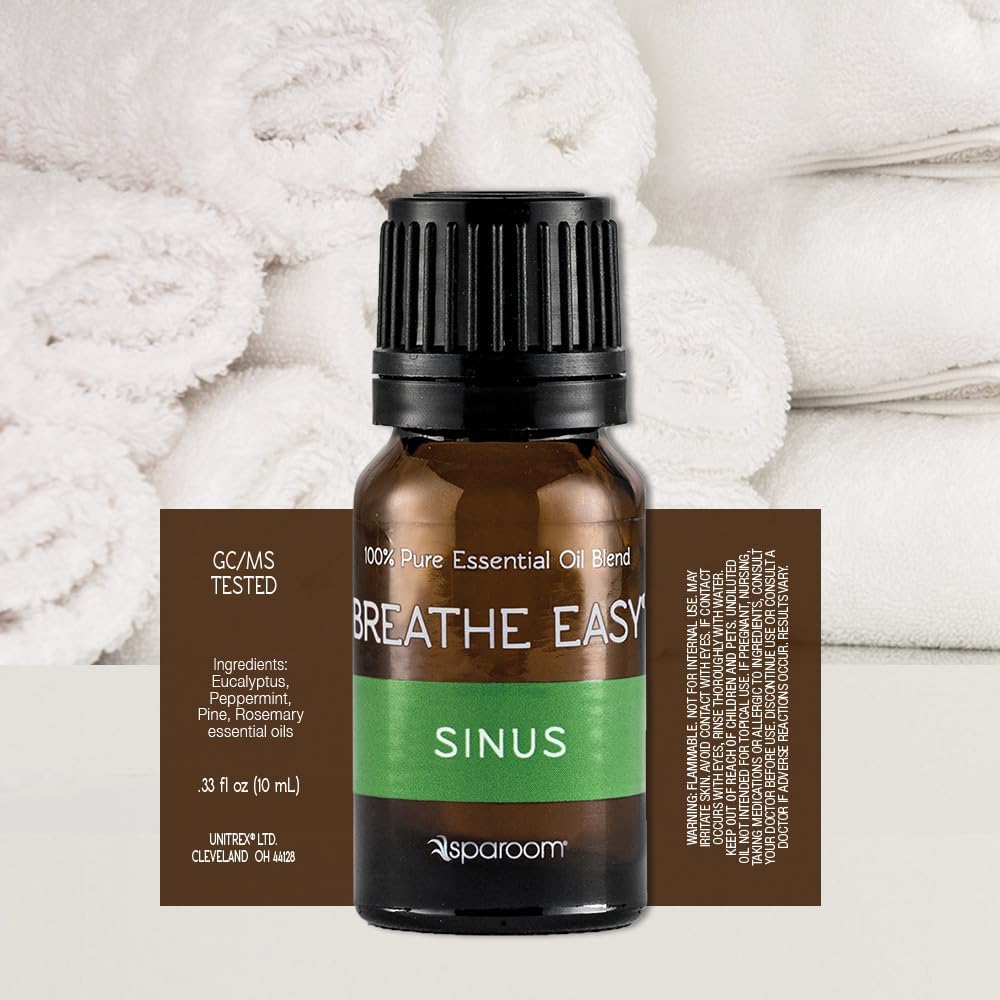 SpaRoom Aromatherapy 100% Pure Undiluted Essential Oil, Breathe Easy Sinus Blend, 10 mL