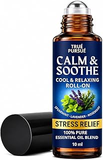 Soothe & Calm Essential Oil Roll On – Frankincense & Lavender Essential Oil Roller – Stress Relief Oil Roll On – 100% Pure Aromatherapy Calming Oils for Anxiety, Migraine & Sleep – 10ml TRUÉ PURSUÉ