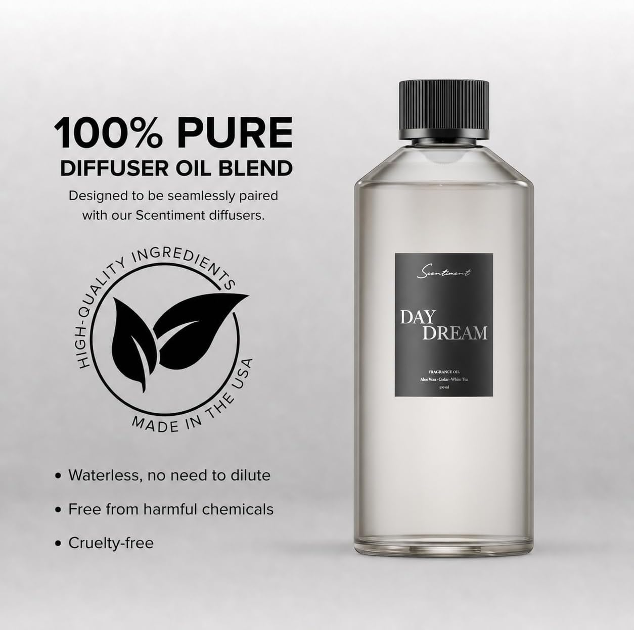 Scentiment Day Dream Diffuser Oil - Premium Hotel Scent with Notes of Aloe Vera, Cedar & White Tea Home Scent, Home Scent, Hotel Fragrance Oil Diffuser Refill - 16.91 fl oz (500 mL)