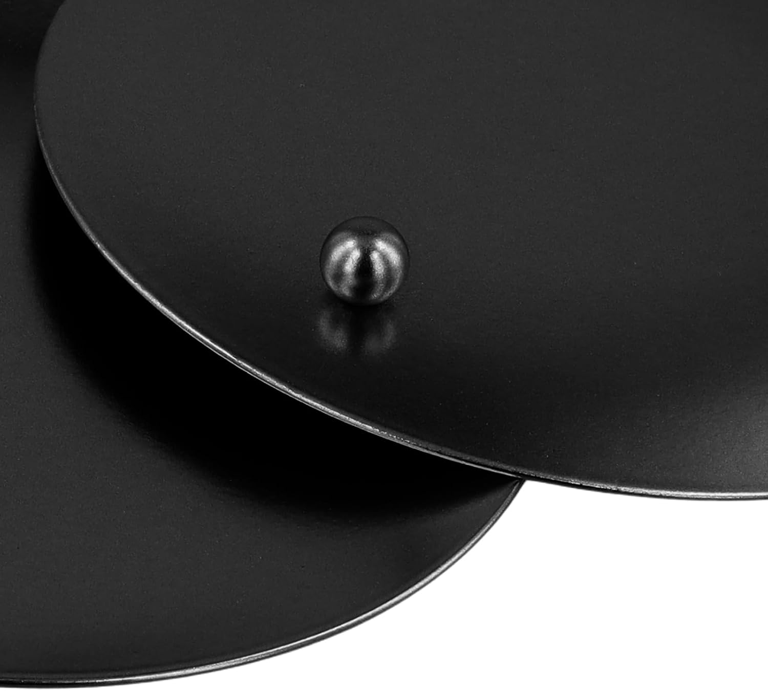 JEUIHAU 12 Pcs 4 Inch Candle Holder Trays, Round Decorative Iron Plate Candle Stand Tray, Plate Metal Candlestick Holder for Wedding Party, Home Table Decor, Spa, Pillar, Wax, Led Candles, Black