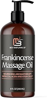 Frankincense Essential Massage Oil for Scars, Stretch Marks & Fine Lines, Firming, Hydrating, Smoothing & Calming Formula with Collagen, Stem Cells, Lavender & Grapefruit, 8 fl oz, by M3