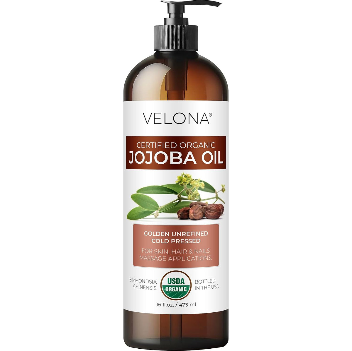 velona Jojoba Oil USDA Certified Organic - 16 fl oz (With Pump)